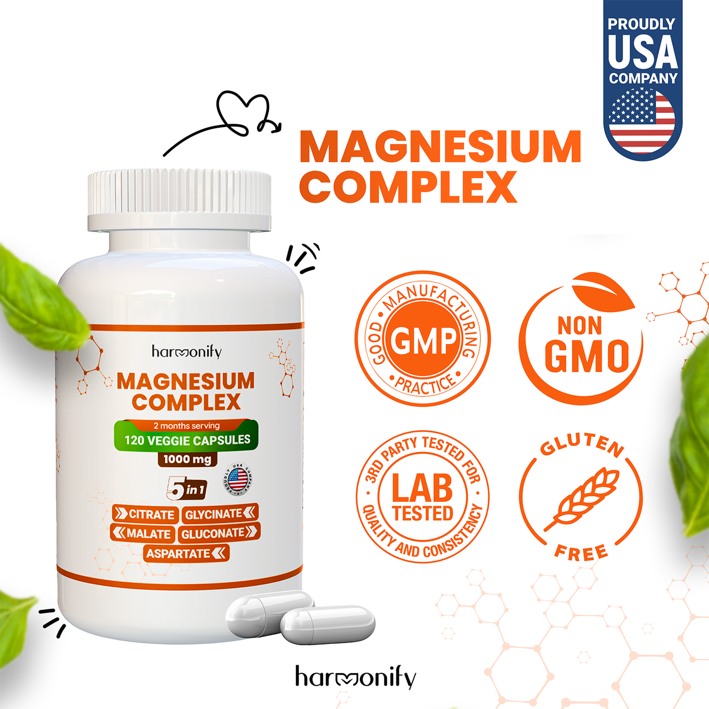 HARMONIFY Magnesium Complex 1000 mg, Glycinat, Citrat, Mal