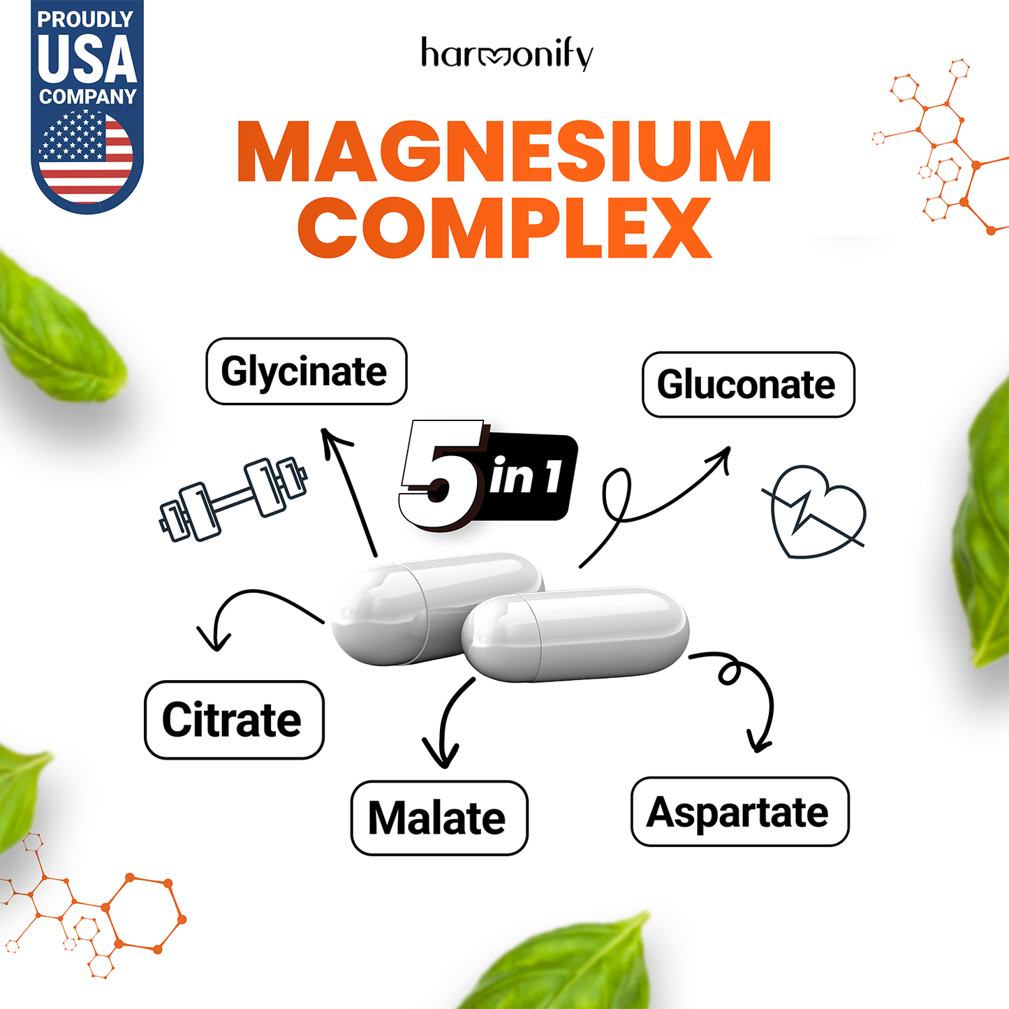 HARMONIFY Magnesium Complex 1000 mg, Glycinat, Citrat, Mal