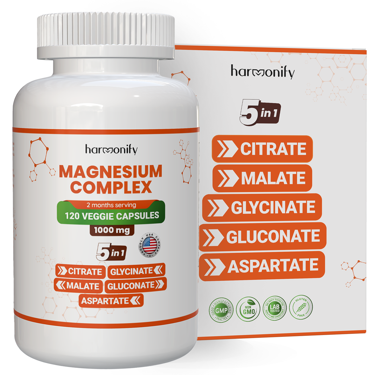 HARMONIFY Magnesium Complex 1000 mg, Glycinat, Citrat, Mal